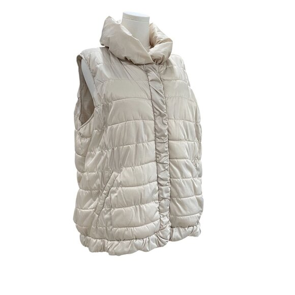 Coldwater Creek Beige Puffer Vest Quilted Winter Warm Minimalist Neutral 1X - Picture 8 of 10
